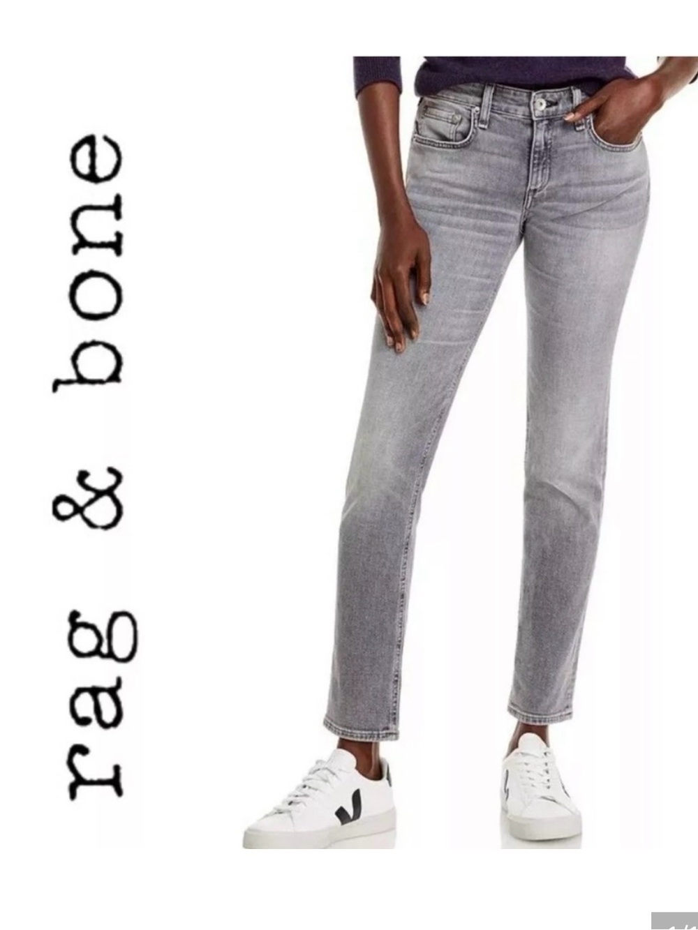 rag & bone Women's Slim Boyfriend “Dre” light Grey - Size 25